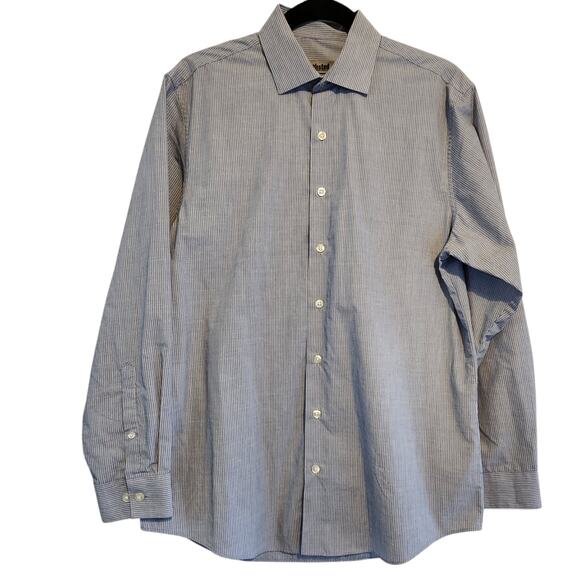 Unlisted by Kenneth Cole Button-down Dress Shirt, Slim Fit 15/15.5 Blue White - Picture 8 of 11